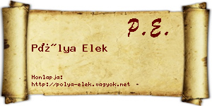 Pólya Elek névjegykártya